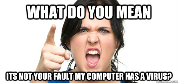 what do you mean its not your fault my computer has a virus?  Angry Customer