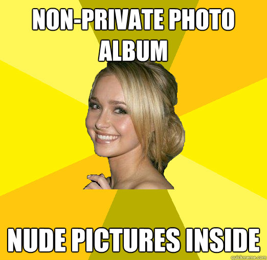 Non-Private photo album Nude pictures inside  Tolerable Facebook Girl