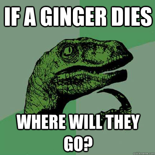 If a ginger dies where will they go?  Philosoraptor