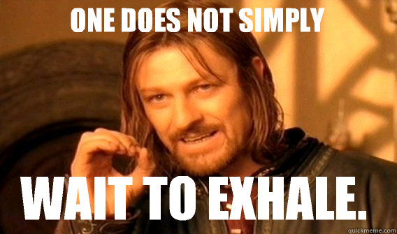 One does not simply wait to exhale.   - One does not simply wait to exhale.    Boromirmod