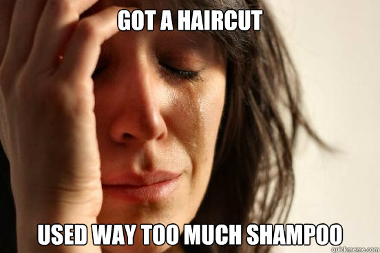 Got a Haircut Used way too much Shampoo  First World Problems