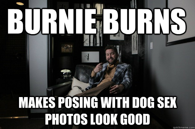 Burnie Burns makes posing with dog sex photos look good  benevolent bro burnie