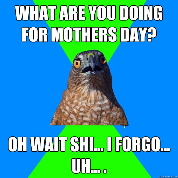 what are you doing for mothers day? oh wait shi... i forgo...   uh... . - what are you doing for mothers day? oh wait shi... i forgo...   uh... .  Hawkward