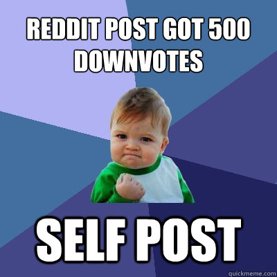 reddit post got 500 downvotes self post  Success Kid