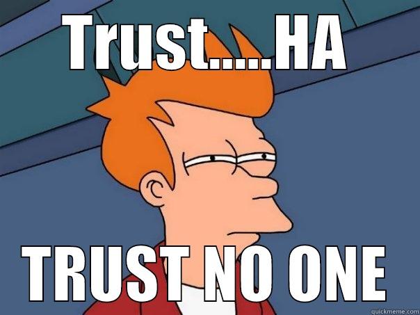 Trust FRY - TRUST.....HA TRUST NO ONE Futurama Fry