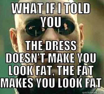 The Dress - WHAT IF I TOLD YOU THE DRESS DOESN'T MAKE YOU LOOK FAT, THE FAT MAKES YOU LOOK FAT Matrix Morpheus