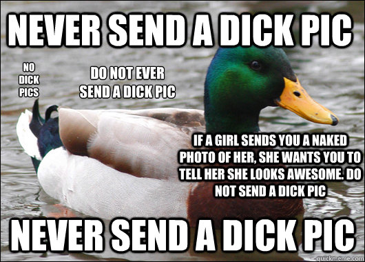 never send a dick pic never send a dick pic no dick pics ...