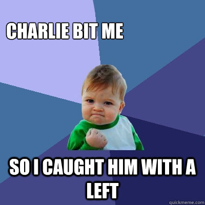 Charlie bit me So i caught him with a left - Charlie bit me So i caught him with a left  Success Kid