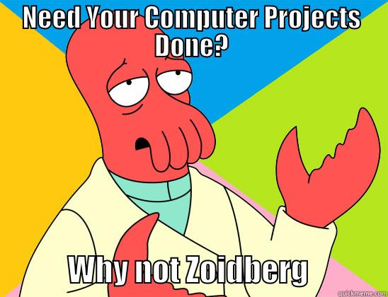 NEED YOUR COMPUTER PROJECTS DONE?             WHY NOT ZOIDBERG             Futurama Zoidberg 