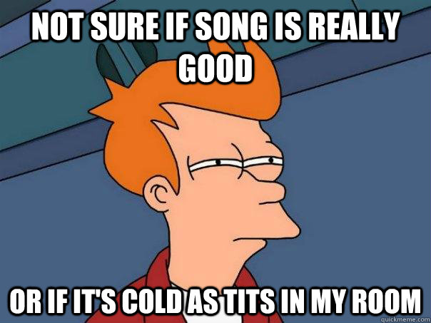 Not sure if song is really good Or if it's cold as tits in my room  Futurama Fry