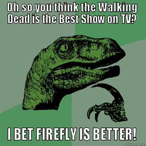 OH SO YOU THINK THE WALKING DEAD IS THE BEST SHOW ON TV? I BET FIREFLY IS BETTER! Philosoraptor