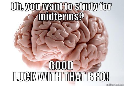 OH, YOU WANT TO STUDY FOR MIDTERMS? GOOD LUCK WITH THAT BRO! Scumbag Brain