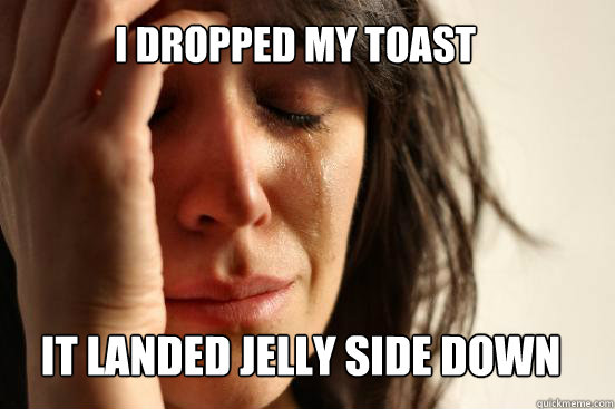 i dropped my toast it landed jelly side down - i dropped my toast it landed jelly side down  First World Problems