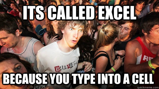 its called excel because you type into a cell  Sudden Clarity Clarence