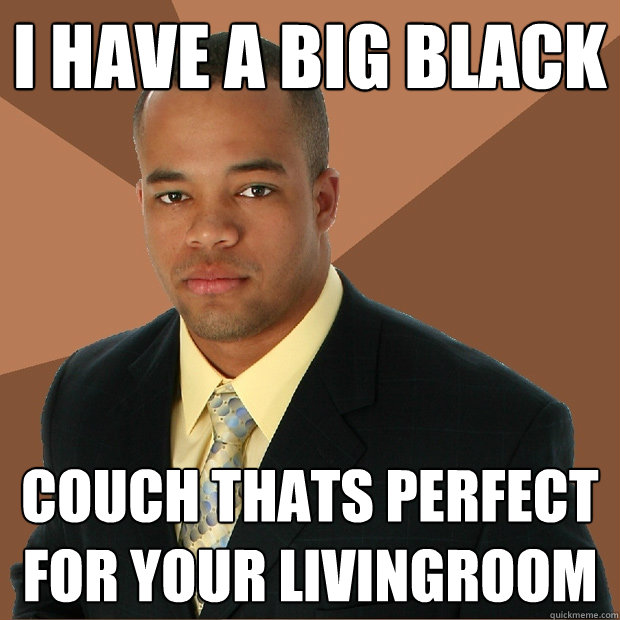 I Have a Big Black Couch thats perfect for your livingroom  Successful Black Man