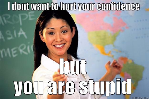 That one teacher that hates you - I DONT WANT TO HURT YOUR CONFIDENCE BUT YOU ARE STUPID Unhelpful High School Teacher