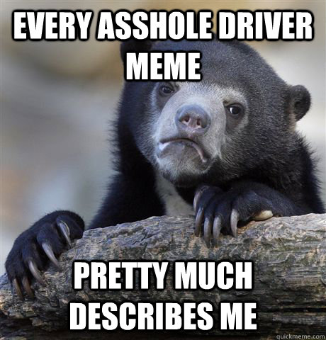 every asshole driver meme pretty much describes me  Confession Bear