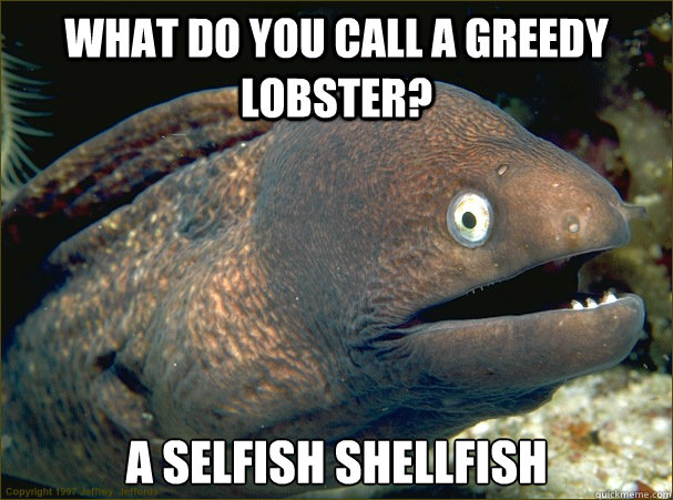 What Do You Call a Greedy Lobster? A Selfish Shellfish  Bad Joke Eel