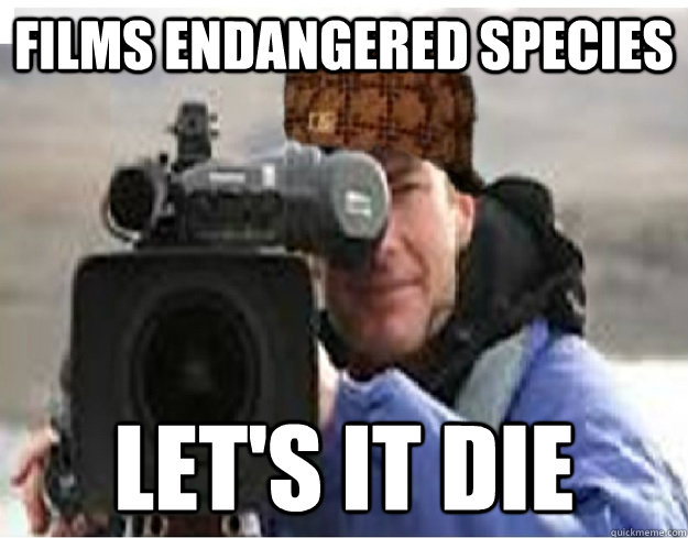 Films endangered species let's it die  Scumbag Cameraman