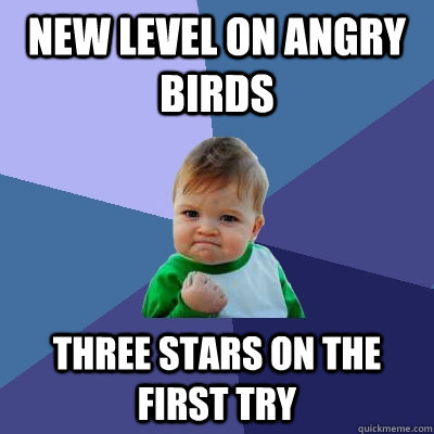 New level on Angry birds Three stars on the first try  Success Kid