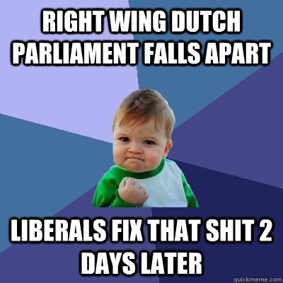 right wing dutch parliament falls apart liberals fix that shit 2 days later - right wing dutch parliament falls apart liberals fix that shit 2 days later  Success Kid