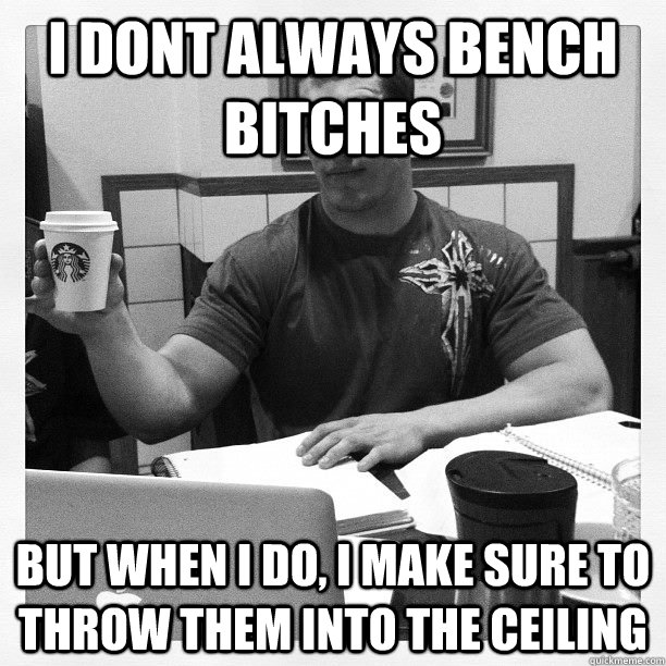 I dont always bench bitches But when i do, i make sure to throw them into the ceiling - I dont always bench bitches But when i do, i make sure to throw them into the ceiling  Landbrotein