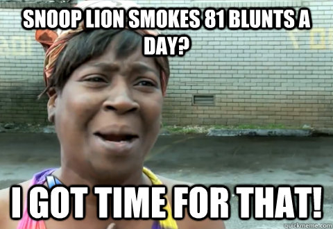 Snoop Lion smokes 81 blunts a day? I got time for that! - Snoop Lion smokes 81 blunts a day? I got time for that!  aint nobody got time