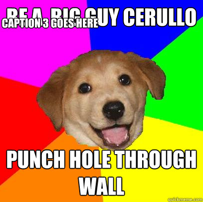 Be a  big guy cerullo Punch hole through wall Caption 3 goes here  Advice Dog