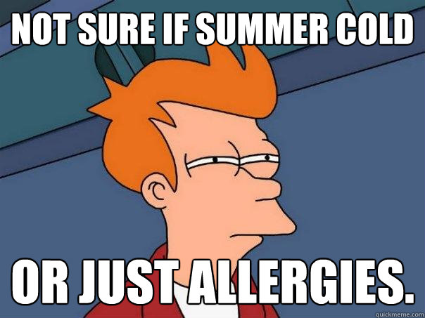 Not sure if summer cold Or just allergies.  Futurama Fry