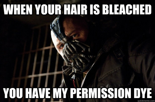 When your hair is bleached you have my permission dye  Angry Bane