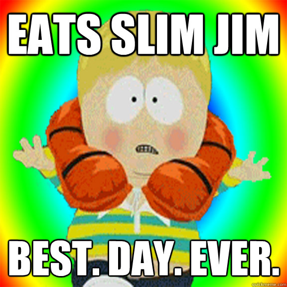 Eats Slim jim Best. Day. Ever.  Vegan Larry Feegan