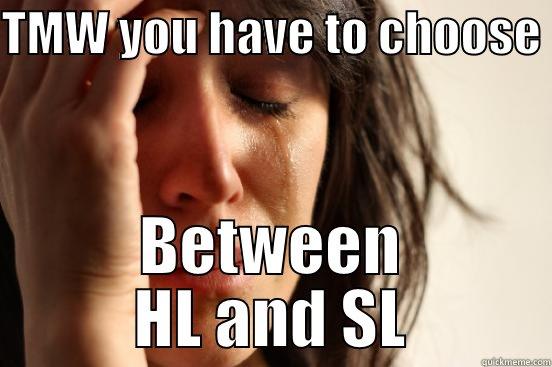 IB english - TMW YOU HAVE TO CHOOSE  BETWEEN HL AND SL First World Problems