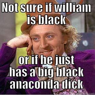 William the black person                            - NOT SURE IF WILLIAM IS BLACK OR IF HE JUST HAS A BIG BLACK ANACONDA DICK Condescending Wonka