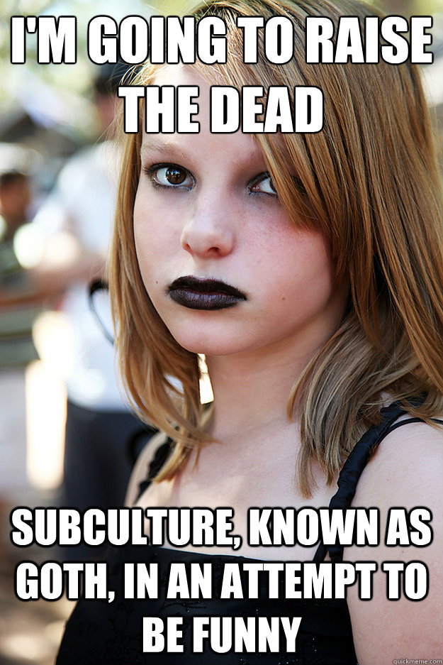 I'm going to raise the dead subculture, known as goth, in an attempt to be funny  Well Adjusted Goth