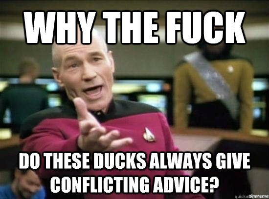 Why the fuck Do these ducks always give conflicting advice?  Annoyed Picard HD