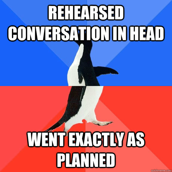 Rehearsed conversation in head Went exactly as planned - Rehearsed conversation in head Went exactly as planned  Socially Awkward Awesome Penguin