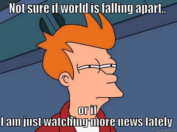 NOT SURE IF WORLD IS FALLING APART.. OR IF I AM JUST WATCHING MORE NEWS LATELY  Futurama Fry