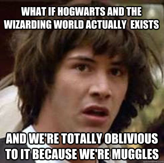 What if Hogwarts and the wizarding world actually  exists and we're totally oblivious to it because we're muggles  conspiracy keanu