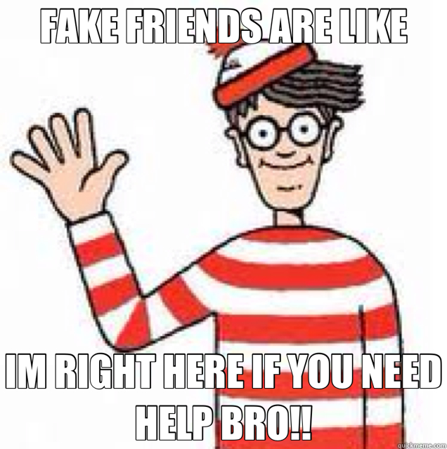 FAKE FRIENDS ARE LIKE IM RIGHT HERE IF YOU NEED HELP BRO!!  