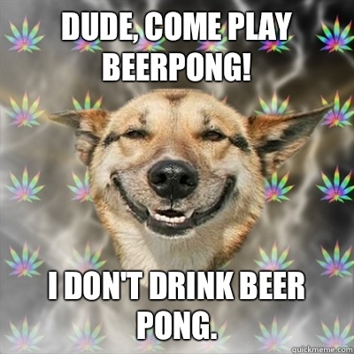 Dude, come play beerpong! I don't drink beer pong.  Stoner Dog