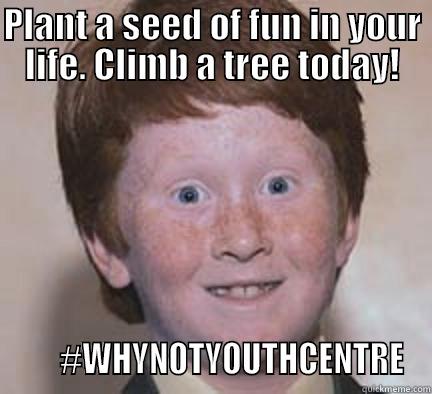 PLANT A SEED OF FUN IN YOUR LIFE. CLIMB A TREE TODAY!       #WHYNOTYOUTHCENTRE Over Confident Ginger