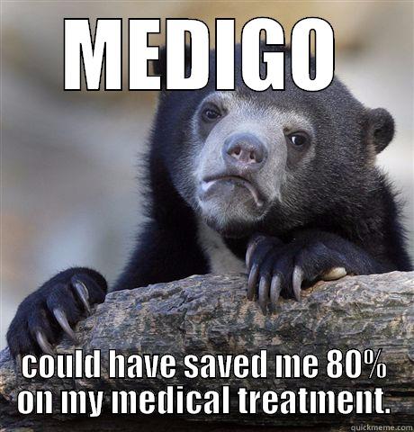 MEDIGO COULD HAVE SAVED ME 80% ON MY MEDICAL TREATMENT. Confession Bear