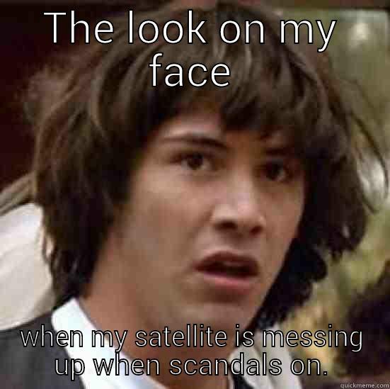 THE LOOK ON MY FACE WHEN MY SATELLITE IS MESSING UP WHEN SCANDALS ON. conspiracy keanu