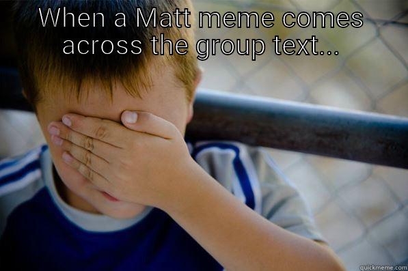 WHEN A MATT MEME COMES ACROSS THE GROUP TEXT...  Confession kid