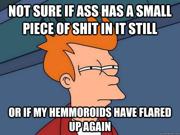 not sure if ass has a small piece of shit in it still or if my hemmoroids have flared up again  Futurama Fry