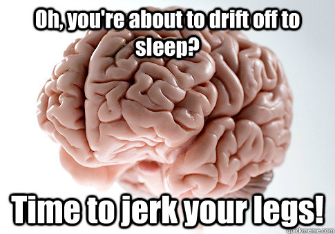 Oh, you're about to drift off to sleep? Time to jerk your legs!  - Oh, you're about to drift off to sleep? Time to jerk your legs!   Scumbag Brain