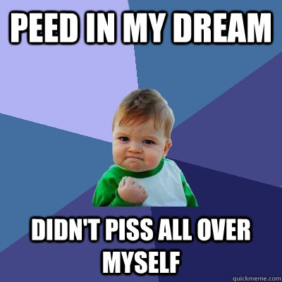 peed in my dream didn't piss all over myself  Success Kid