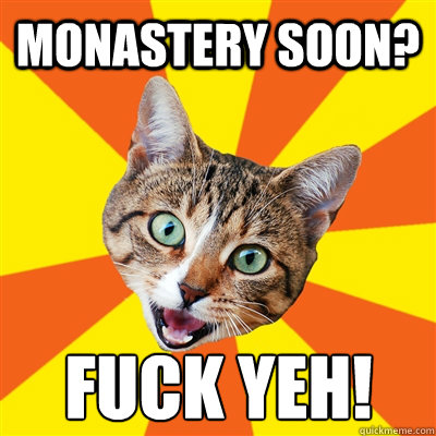 Monastery soon? Fuck Yeh!  Bad Advice Cat