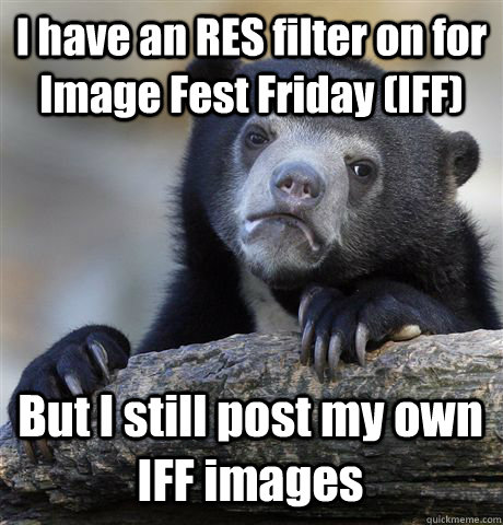 I have an RES filter on for Image Fest Friday (IFF) But I still post my own IFF images  Confession Bear