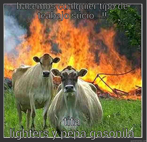 HACEMOS CUALQUIER TIPO DE TEABAJO SUCIO...!! TITA LIGHTERS Y PEPA GASONILA Evil cows